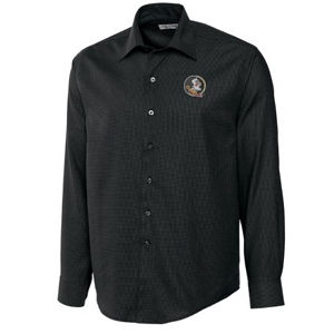FSU Seminoles Men's LS Epic Easy Care Dobby Shirt - Black